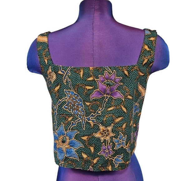 White Rice Bali Jewel Tone Button Wrap Crop Top Size Large Women's‎ - Picture 5 of 8